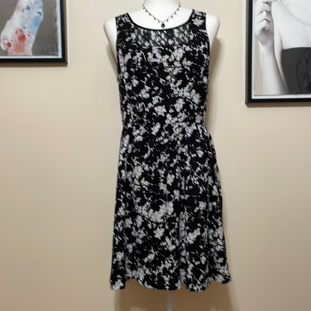 Elegant Black and White Floral Dress